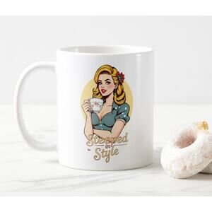Steeped in Style Retro Double Sided Coffee Mug Tea Drinkers